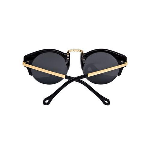 Black Half Frame Sunglasses with Metal Panel