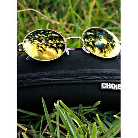 Yellow Round Lens Sunglasses With Metal Frame