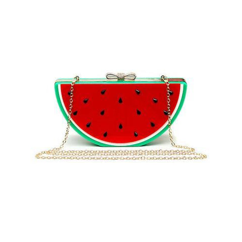Red Watermelon Shape Box Clutch Bag