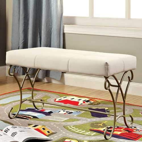 Enchant Transitional Bench, White And Champagne