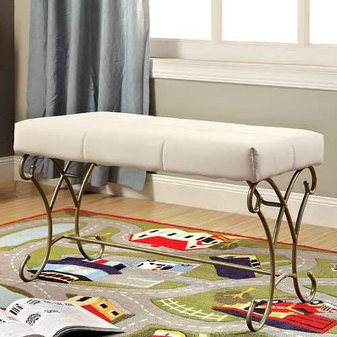 Enchant Transitional Bench, White And Champagne
