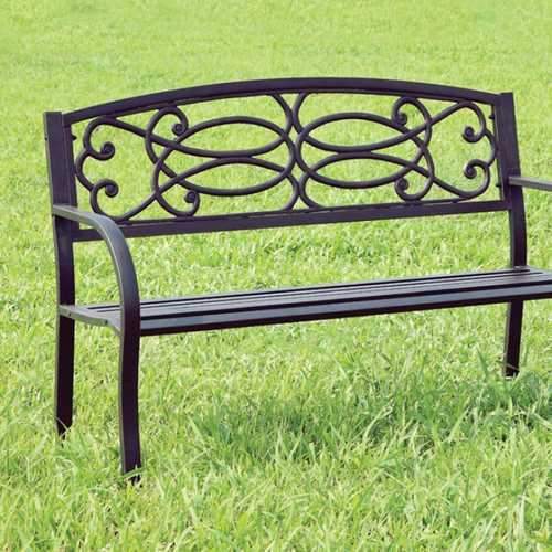 Potter Armrests Patio Bench, Black