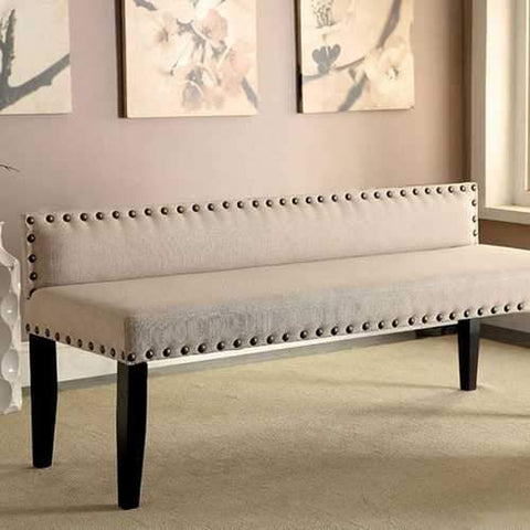 Herstal Contemporary Bench With Ivory Flax Fabric