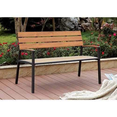 Isha Transitional Style Patio Bench, Oak