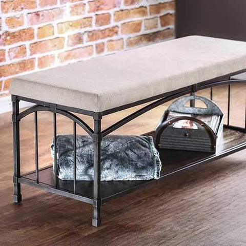 Itzel Industrial Design Bench , Dark Oak