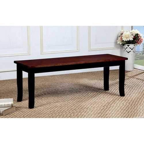 Dover Transitional Bench Withwooden Seat, Cherry & Black Finish