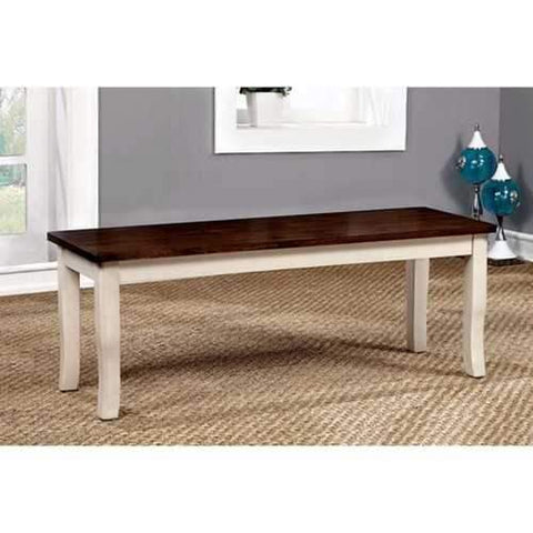 Dover Transitional Bench Withwooden Seat, Cherry & White Finish