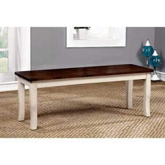 Dover Transitional Bench Withwooden Seat, Cherry & White Finish