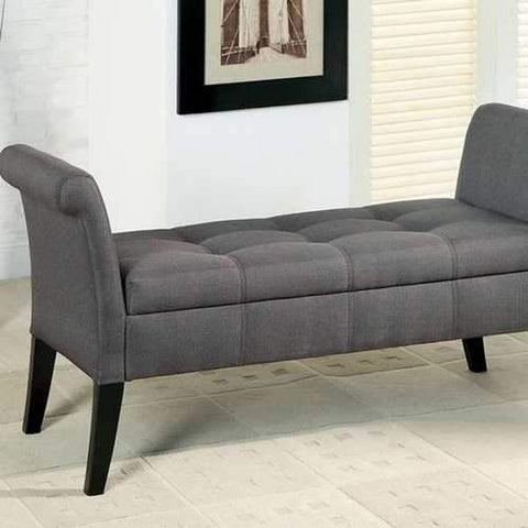 Doheny Contemporary Bench With Storage In Gray Finish