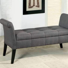 Doheny Contemporary Bench With Storage In Gray Finish