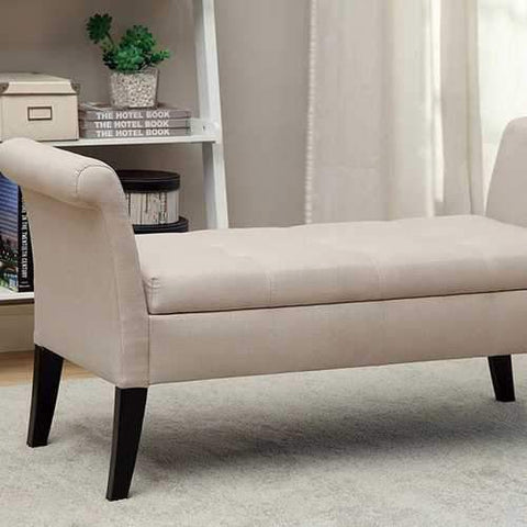 Doheny Contemporary Bench With Storage In Ivory Finish