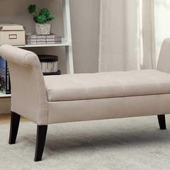 Doheny Contemporary Bench With Storage In Ivory Finish