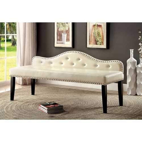 Gwenyth Contemporary Large Bench, Ivory Finish