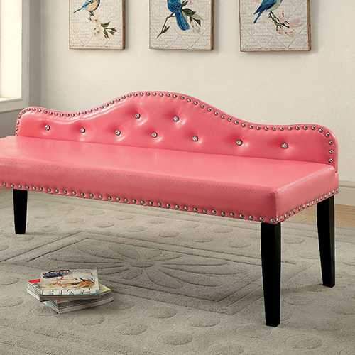Gwenyth Contemporary Large Bench, Pink Finish