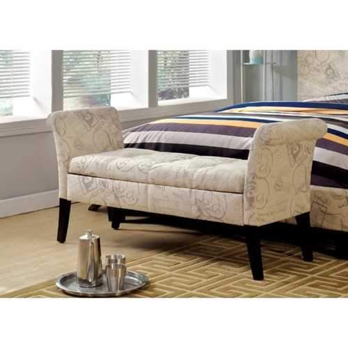 Doheny Contemporary Storage Bench With Sign Fabric