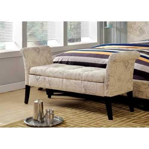 Doheny Contemporary Storage Bench With Sign Fabric