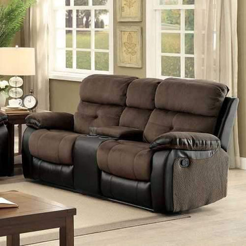 Hadley I Love Seat With Console Table, Brown & Espresso Finish