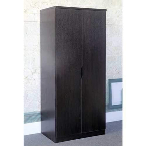 Sophisticated Dark Brown Finish 2 Magnet Closing Door Wardrobe With Hanging Rail.