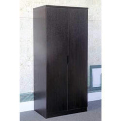 Sophisticated Dark Brown Finish 2 Magnet Closing Door Wardrobe With Hanging Rail.