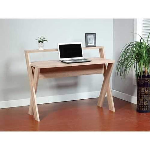 Contemporary Style Cross Leg Desk, Brown