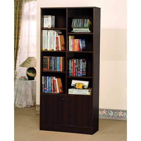 Verden Bookcase with 2 Doors, Espresso