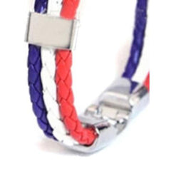 French Flag Colored Bar Embellishment Plaited Multirow Braclet