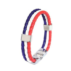 French Flag Colored Bar Embellishment Plaited Multirow Braclet