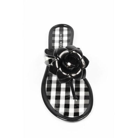 Black 5 US - 35.5 EUR Nine West Womens Thong NWFLIRT BLKWHT BLK