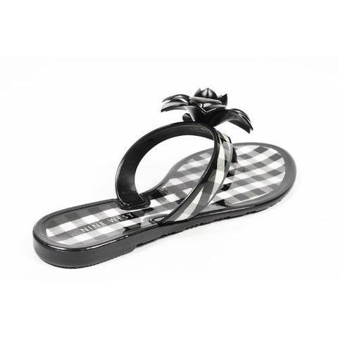 Black 6 US - 36.5 EUR Nine West Womens Thong NWFLIRT BLKWHT BLK
