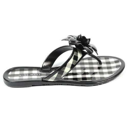 Black 6 US - 36.5 EUR Nine West Womens Thong NWFLIRT BLKWHT BLK