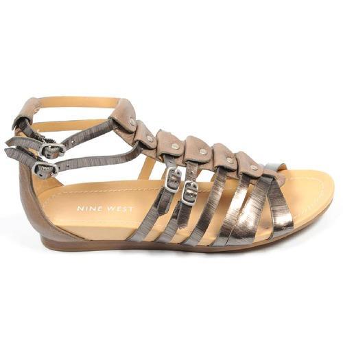 Multicolor 5.5 US - 36 EUR Nine West Womens Flat Sandal NWBUZZIE PEWTER TAUPE