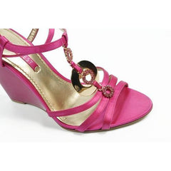 Fuxia 5.5 US - 36 EUR Nine West Womens Ankle Strap Wedge Sandal NWJUVELIE DARK PINK