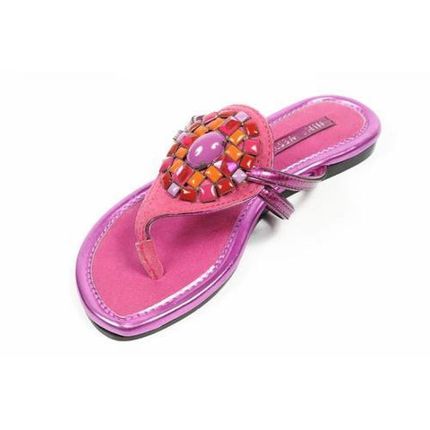 Fuxia 6 US - 36.5 EUR Nine West Womens Flat Sandal NWWEYLIN DKPNK DPNK