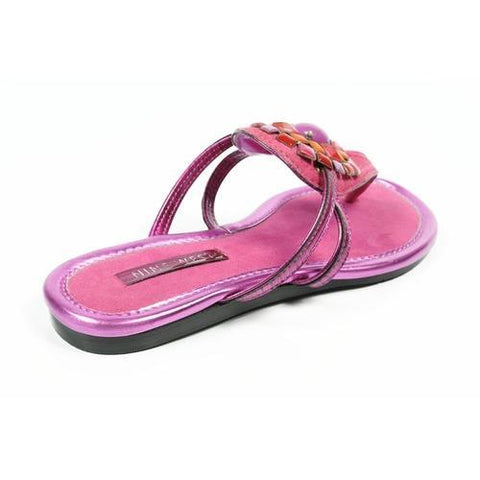 Fuxia 6 US - 36.5 EUR Nine West Womens Flat Sandal NWWEYLIN DKPNK DPNK