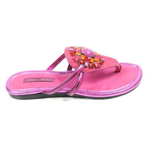 Fuxia 6 US - 36.5 EUR Nine West Womens Flat Sandal NWWEYLIN DKPNK DPNK