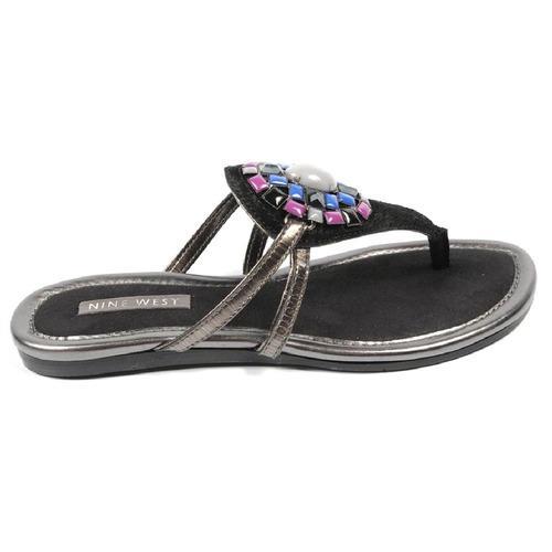 Black 6 US - 36.5 EUR Nine West Womens Flat Sandal NWWEYLIN BLACK BLK