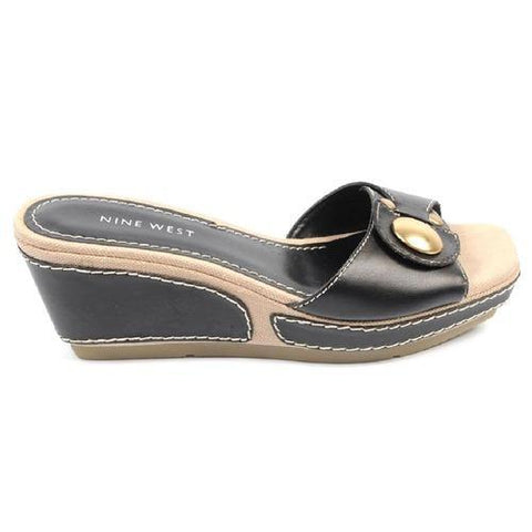 Black 6 US - 36.5 EUR Nine West Womens Flatform Sandal NWZOILO BLACK