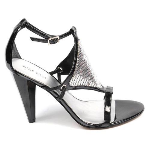Black 6 US - 36.5 EUR Nine West Womens Ankle Strap Sandal NWDONTLIE BLK SILVER