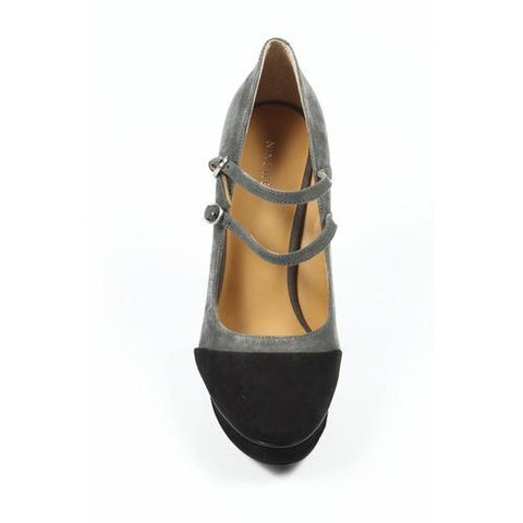 Grey 9 US - 40 EUR Nine West Womens Double Strap Pump NWARGILE DKGRY BK