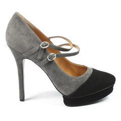 Grey 9 US - 40 EUR Nine West Womens Double Strap Pump NWARGILE DKGRY BK