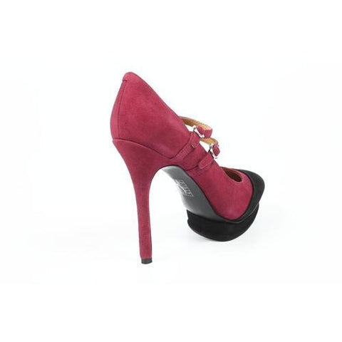 Fuxia 6.5 US - 37 EUR Nine West Womens Double Strap Pump NWARGILE RED BLK