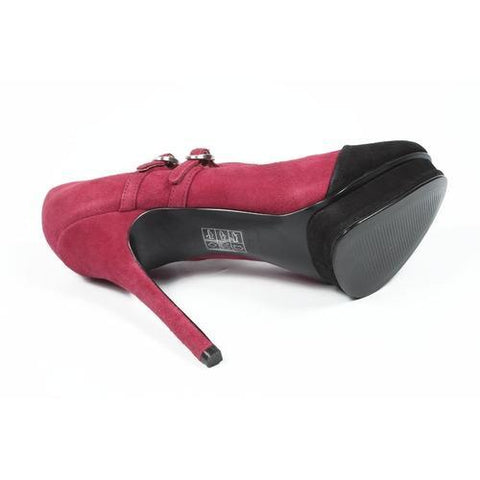 Fuxia 6.5 US - 37 EUR Nine West Womens Double Strap Pump NWARGILE RED BLK