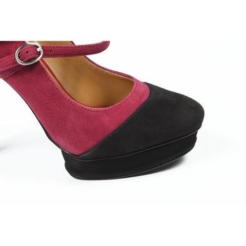 Fuxia 7 US - 37.5 EUR Nine West Womens Double Strap Pump NWARGILE RED BLK