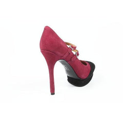 Fuxia 7 US - 37.5 EUR Nine West Womens Double Strap Pump NWARGILE RED BLK