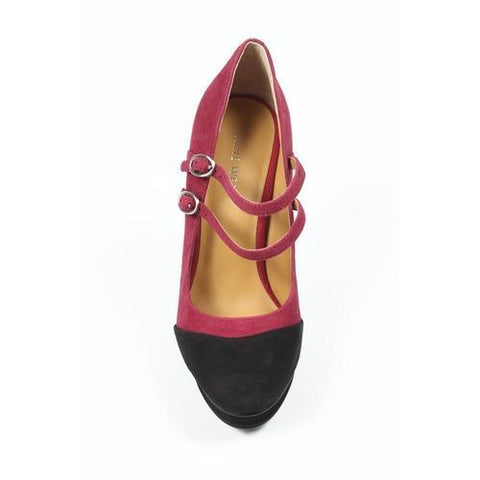 Fuxia 7 US - 37.5 EUR Nine West Womens Double Strap Pump NWARGILE RED BLK