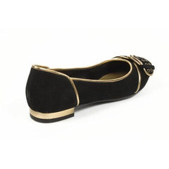 Black 6 US - 36.5 EUR Nine West Womens Heeled Ballerina NWALYN BLACK GOLD