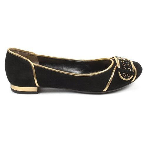 Black 6 US - 36.5 EUR Nine West Womens Heeled Ballerina NWALYN BLACK GOLD