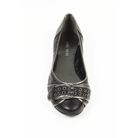 Black 5 US - 35.5 EUR Nine West Womens Heeled Ballerina NWALYN BLK PEWTER