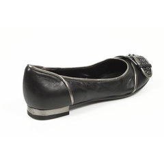 Black 5 US - 35.5 EUR Nine West Womens Heeled Ballerina NWALYN BLK PEWTER