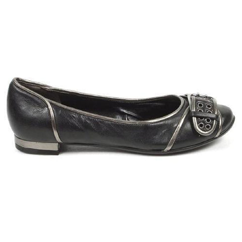 Black 6 US - 36.5 EUR Nine West Womens Heeled Ballerina NWALYN BLK PEWTER